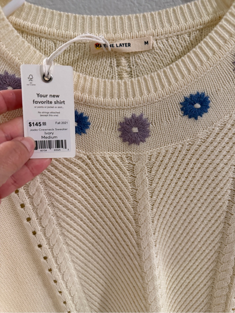 Marine Layer Jada boho floral crewneck sweater NWT M - Picture 6 of 7